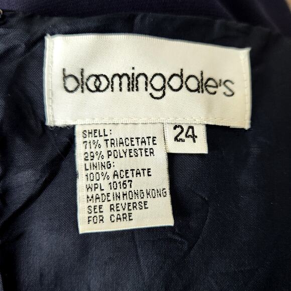 Vintage Bloomingdales Navy Blue Sheath Dress Sleeveless Womens Plus Size 24 - Picture 2 of 5